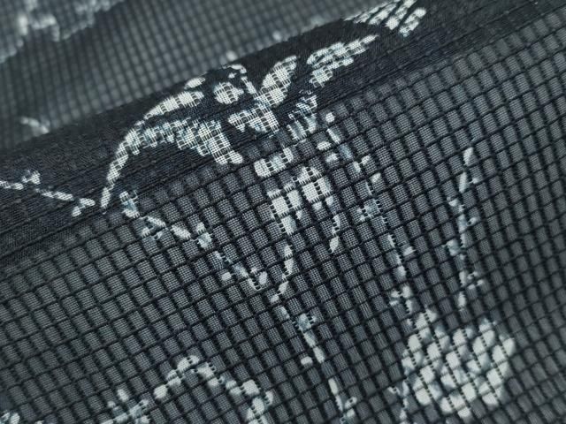  平和屋着物∴夏物 浴衣 綿紅梅 枝垂れ柳 燕 つばめ 黒地 反端付き 綿 ng 浴衣単品 浴衣