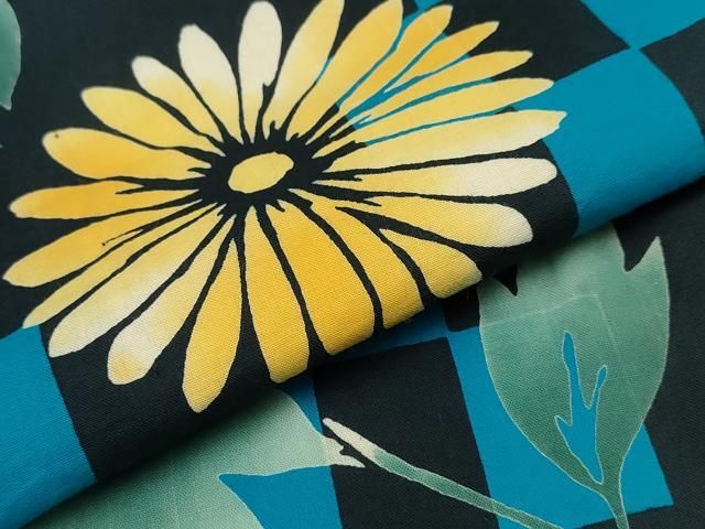 平和屋着物∴夏物　浴衣　市松牡丹菊文　綿　逸品　CABA0646ng 平和屋着物∴夏物 浴衣 市松牡丹菊文 綿 逸品 CABA0646ng