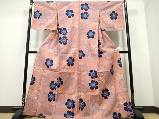 平和屋着物∴夏物 浴衣 リバーシブル 舞花文 鈴乃屋扱い 綿 ng