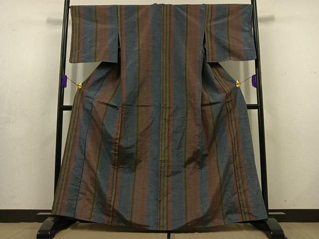 平和屋着物 上質な紬 単衣 間道 正絹 jh