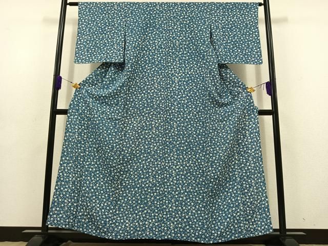 平和屋着物 上質な小紋 単衣 草花文 正絹 jh