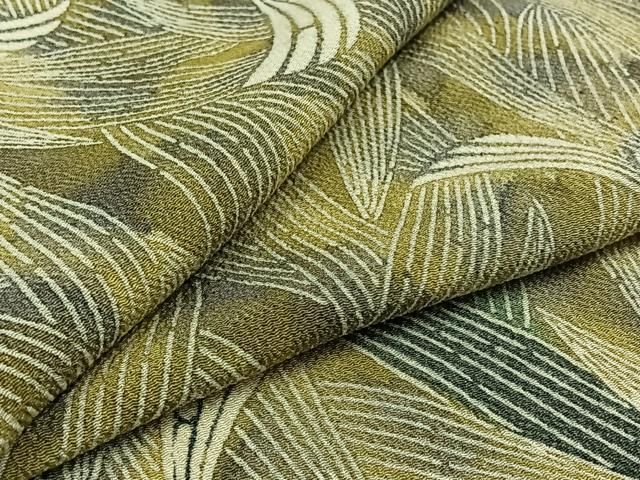 平和屋着物 上質な小紋 単衣 草葉文 鬼しぼ縮緬 正絹 jh