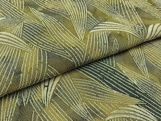  平和屋着物 上質な小紋 単衣 草葉文 鬼しぼ縮緬 正絹 jh 小紋 着物