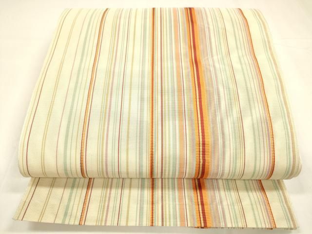 平和屋着物 夏物 本場筑前博多織 八寸名古屋帯 間道 正絹 cm