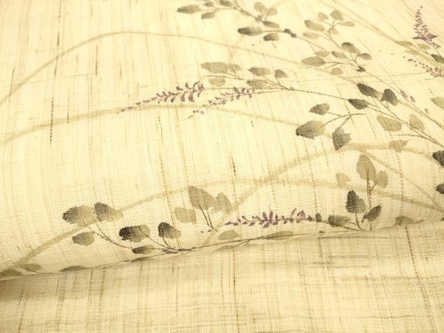 平和屋着物＊夏物　九寸名古屋帯　手描き　草葉文　麻　逸品　DABA0022cm 平和屋着物＊夏物 九寸名古屋帯 手描き 草葉文 麻 逸品 DABA0022cm 名古屋