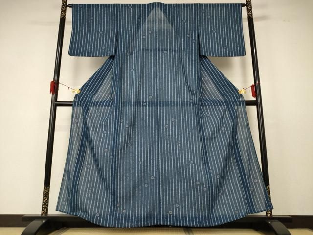 平和屋着物 夏物 小紋 紗 舞花文 洗える着物 jd