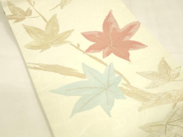 平和屋着物 夏物 九寸開き名古屋帯 竜田川 金糸 正絹 cm