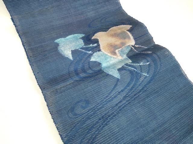 平和屋着物 夏物 八寸名古屋帯 流水千鳥文 銀糸 引箔 正絹 cm