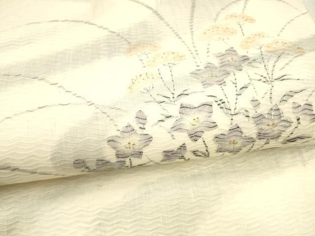  平和屋着物 夏物 九寸名古屋帯 流水草花文 銀彩 正絹 cm 名古屋帯 帯