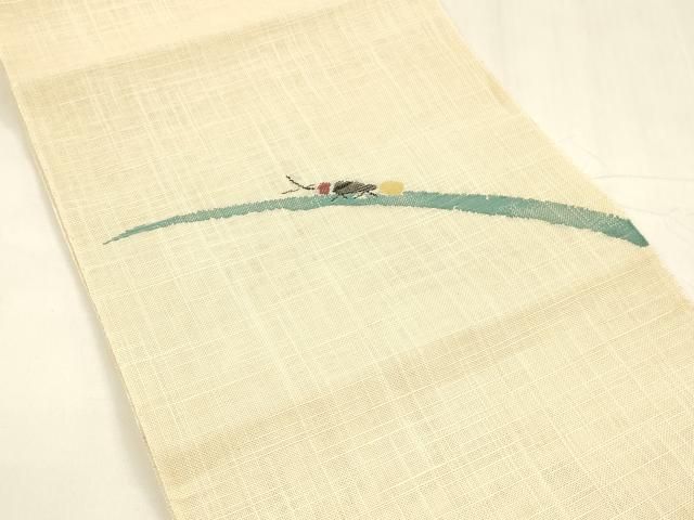平和屋着物 夏物 八寸名古屋帯 蛍草葉文 cm