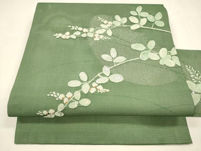 平和屋着物＊夏物　九寸名古屋帯　草葉文　金銀糸　正絹　逸品　DABA0038cm 平和屋着物＊夏物 九寸名古屋帯 草葉文 金銀糸 正絹 逸品 DABA0038cm