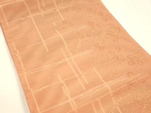 平和屋着物 夏物 八寸名古屋帯 草葉文 金糸 cm