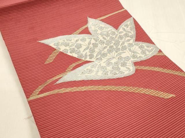 平和屋着物 夏物 西陣の名門織元 いづくら謹製 絽綴れ 八寸名古屋帯 草花文 金銀糸 正絹 cm