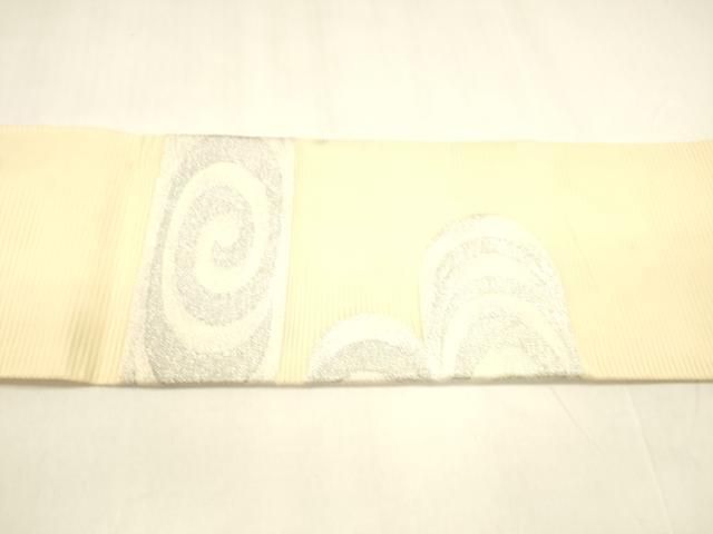 平和屋着物＊夏物　九寸名古屋帯　流水文　銀糸　正絹　逸品　DABA0061cm 平和屋着物＊夏物 九寸名古屋帯 流水文 銀糸 正絹 逸品 DABA0061cm