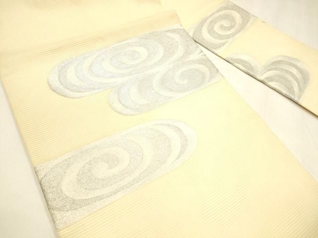 平和屋着物 夏物 九寸名古屋帯 流水文 銀糸 正絹 cm