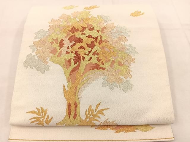 平和屋着物 爪掻き本綴れ 九寸名古屋帯 草木文 金糸 正絹 mz