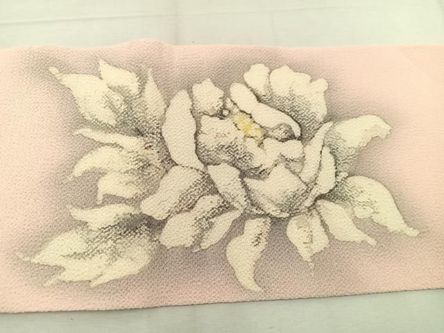  平和屋着物 九寸名古屋帯 手描き 牡丹 鬼しぼ縮緬 正絹 mz 名古屋帯 帯