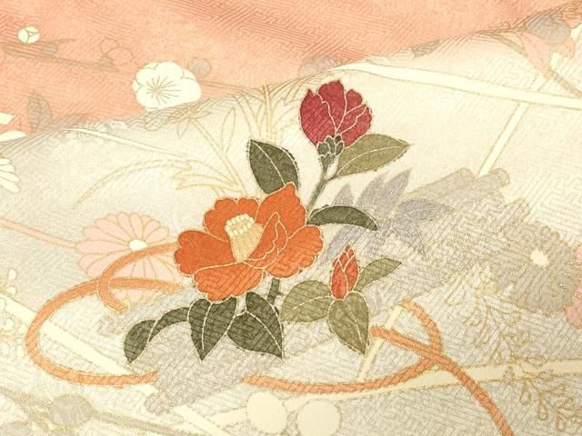 平和屋着物□訪問着 花筏文 暈し染め 金彩 正絹 逸品 CABA2982in