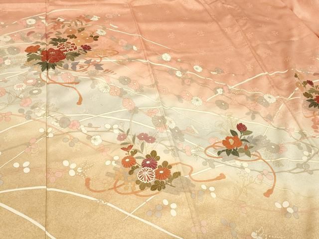 平和屋着物□訪問着 花筏文 暈し染め 金彩 正絹 逸品 CABA2982in