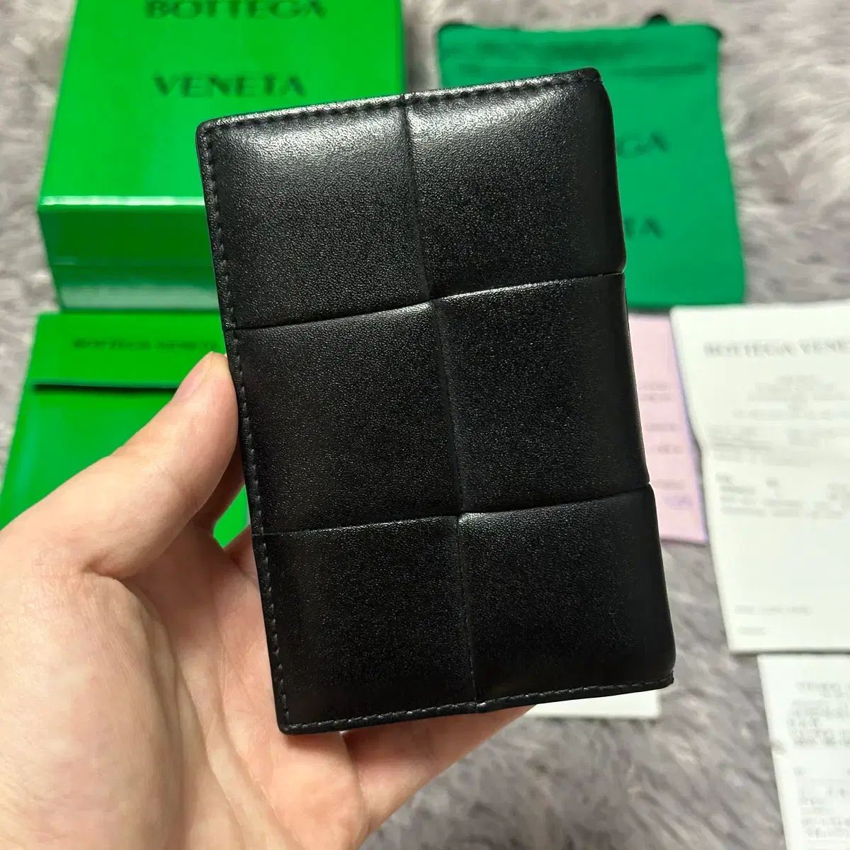 フルセット ボッテガ ヴェネタ マキシ フラップ オーガナイザー カードウォレット ブラック