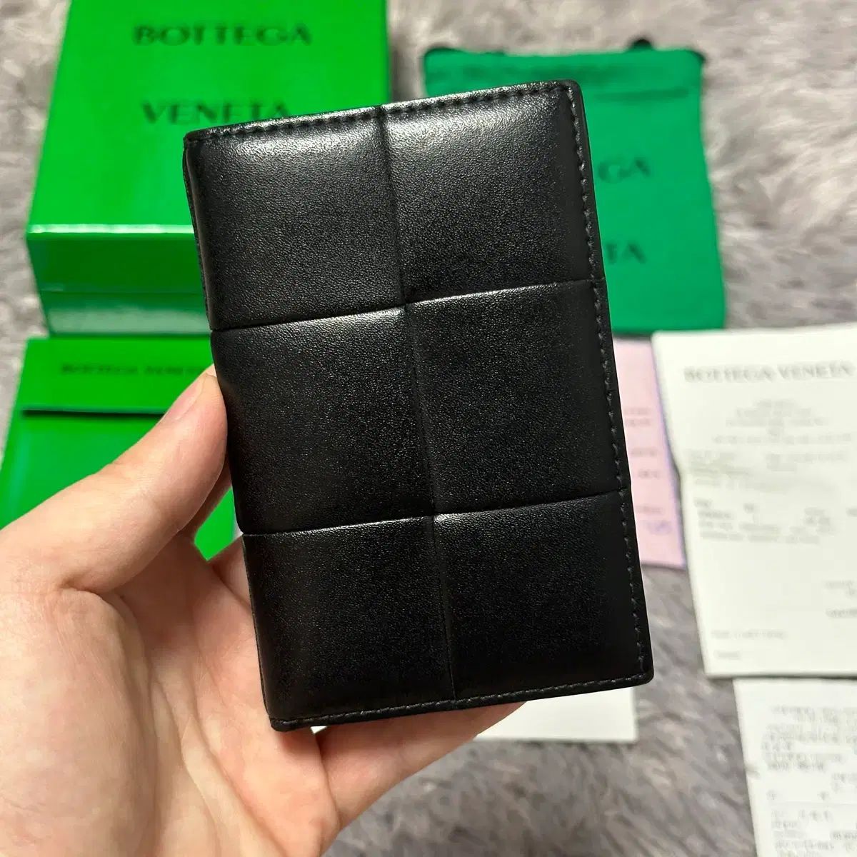 フルセット ボッテガ ヴェネタ マキシ フラップ オーガナイザー カードウォレット ブラック