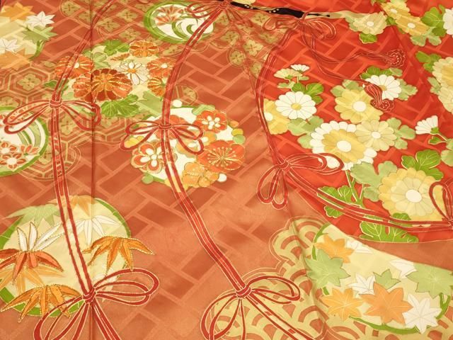 平和屋着物□豪華振袖 駒刺繍 几帳花丸文 金彩 正絹 逸品 CABA2999in