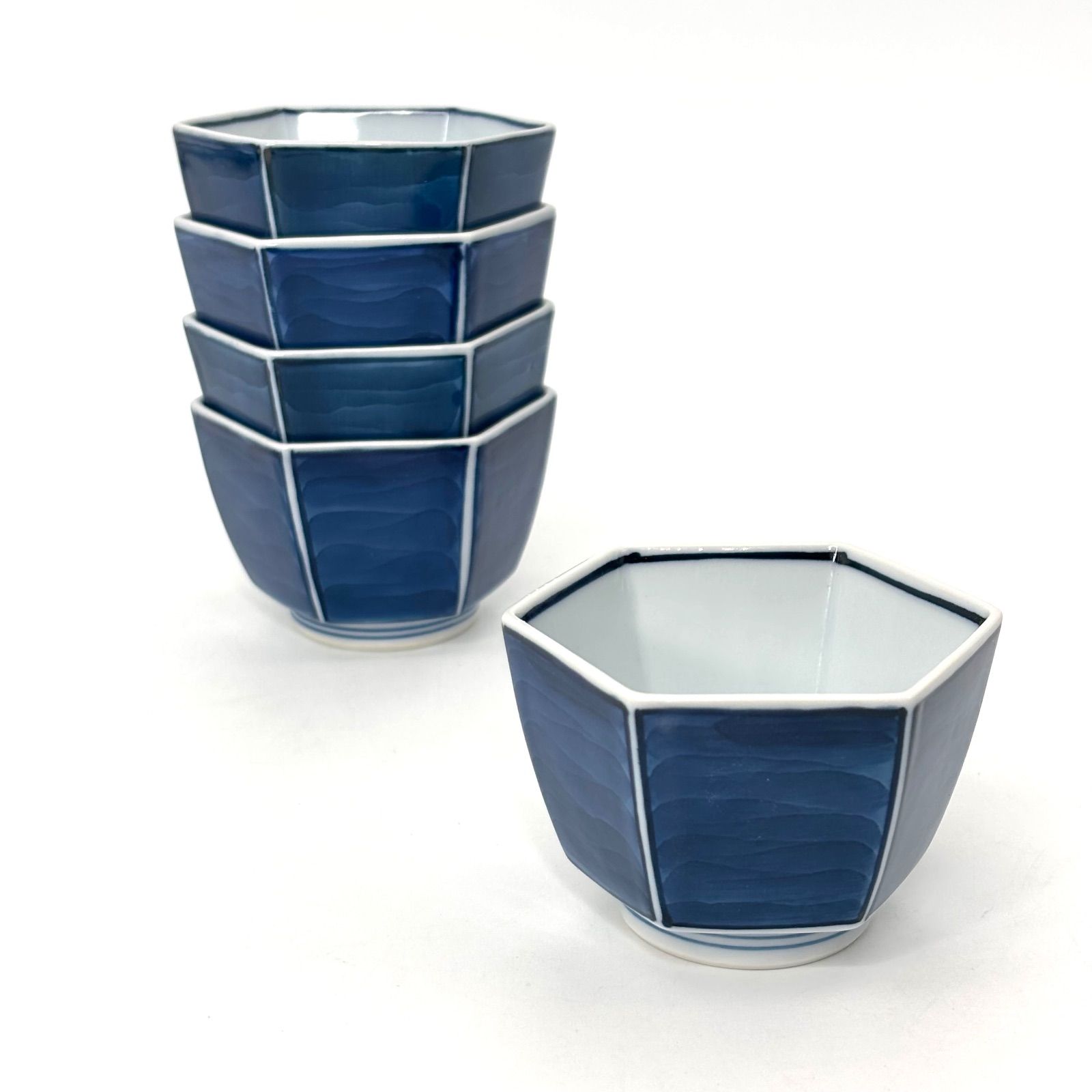 源右衛門窯】染付六角豆鉢（小鉢）5客揃 / 有田焼 源右衛門 古染風