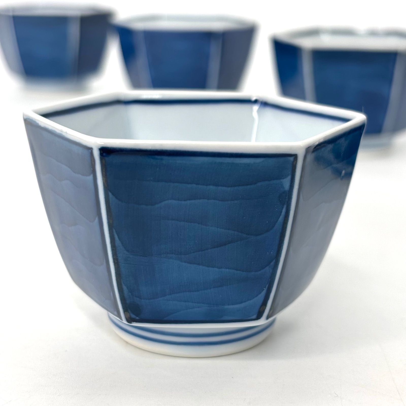 源右衛門窯】染付六角豆鉢（小鉢）5客揃 / 有田焼 源右衛門 古染風