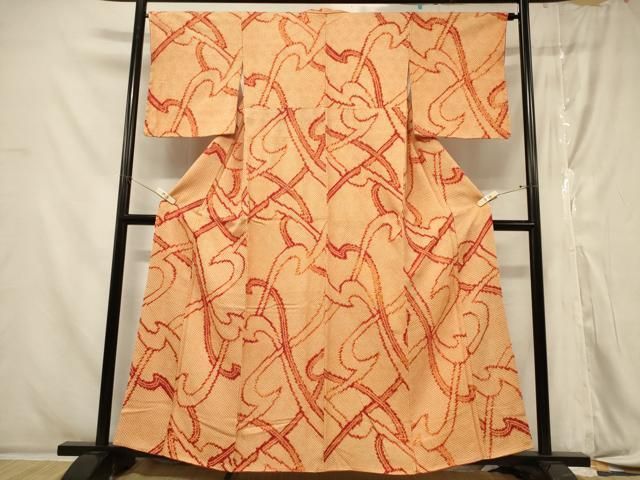 平和屋着物□上質な小紋 総絞り 抽象文 正絹 逸品 未使用 CABA3049in