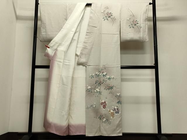 平和屋着物●訪問着　友禅　鷺草　枝花文　暈し染め　正絹　逸品　未使用　CABE2004yc 平和屋着物□訪問着 友禅 手描き 枝花文 童子 暈し染め 正絹 逸品