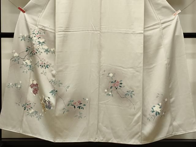 平和屋着物□訪問着 友禅 手描き 枝花文 童子 暈し染め 正絹 逸品