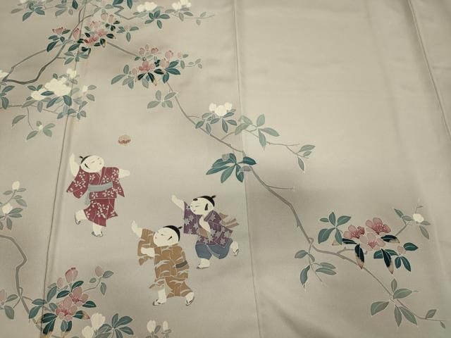平和屋着物●訪問着　友禅　鷺草　枝花文　暈し染め　正絹　逸品　未使用　CABE2004yc 平和屋着物□訪問着 友禅 手描き 枝花文 童子 暈し染め 正絹 逸品