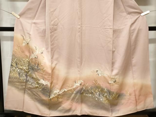 平和屋着物□色留訪問着 流水籬飛鶴文 暈し染め 金銀彩 正絹 逸品