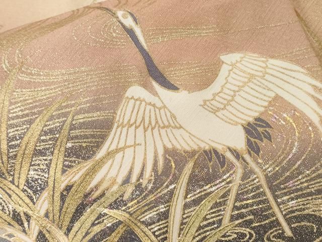 平和屋着物□色留訪問着 流水籬飛鶴文 暈し染め 金銀彩 正絹 逸品