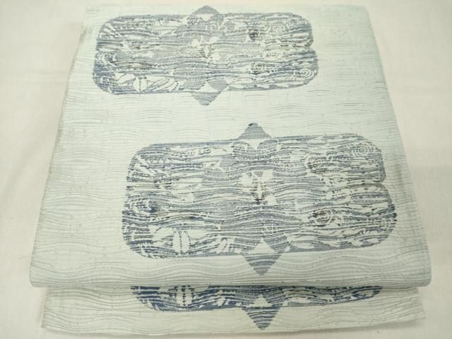 平和屋着物◎六通柄袋帯 作家物 手描き 幾何学文 正絹 逸品 DAAZ8275cd