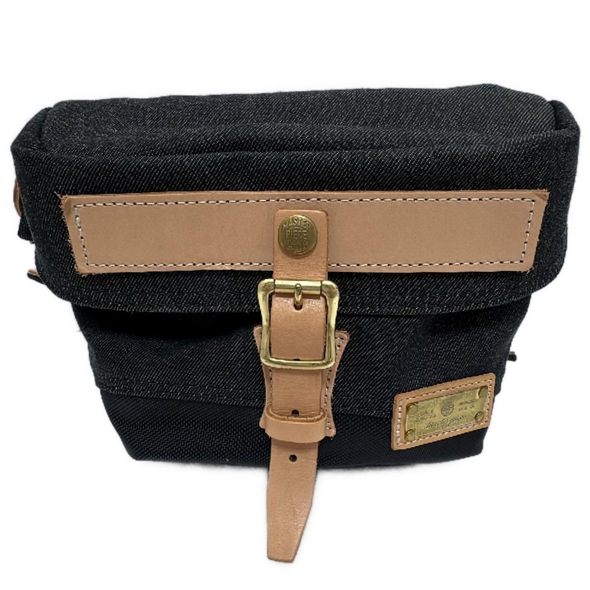 MASTER PIECE マスターピース ウエストポーチ ダークネイビー ベージュ レザー