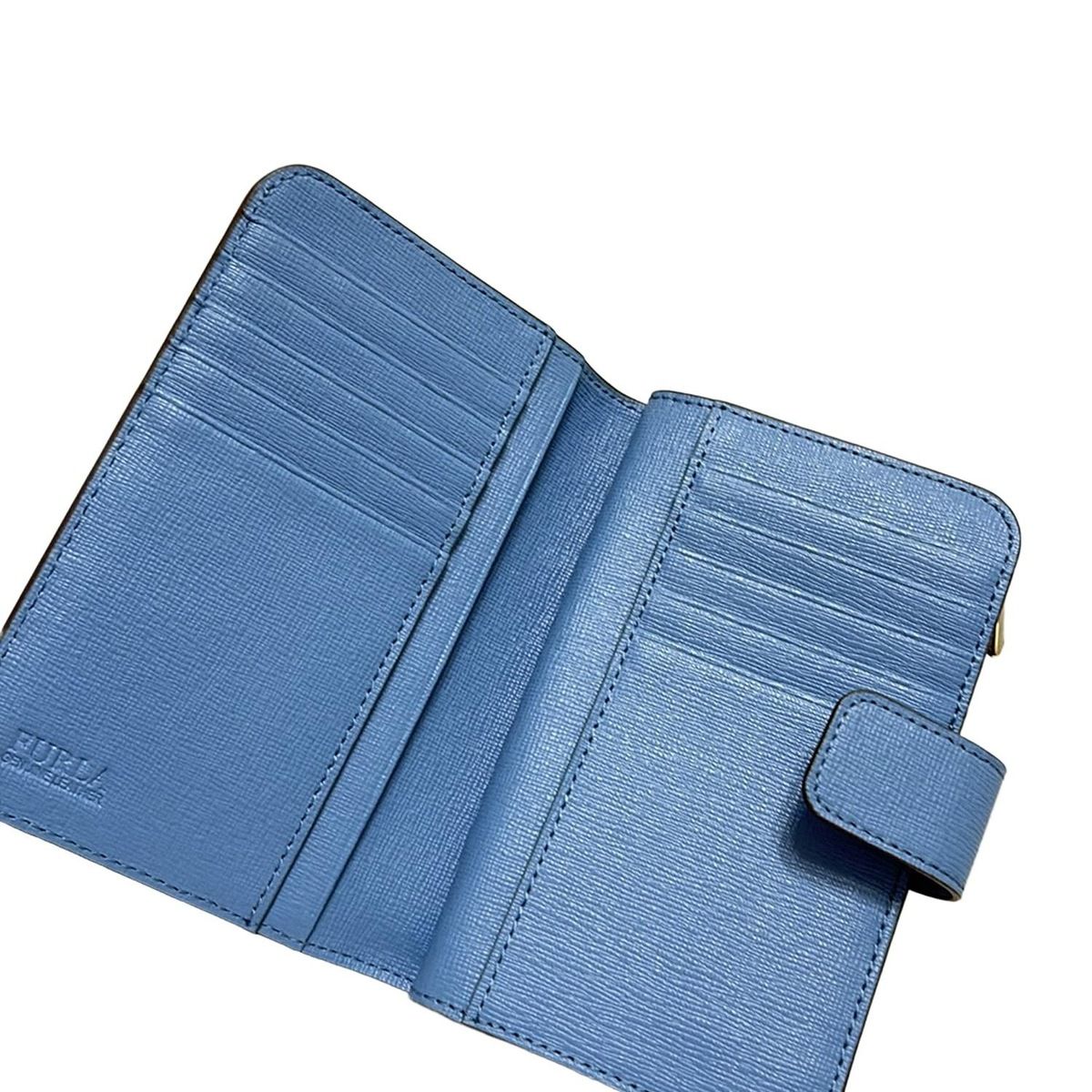 【新品】FURLA フルラ 二つ折り財布 ライトブルー 水色 フルラFURLA 二つ折り長財布 水色 (K-123870)