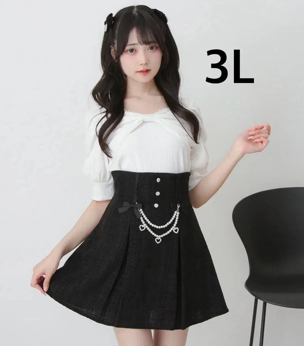 ディアマイラブ ハート パール ツイード スカート 3 L