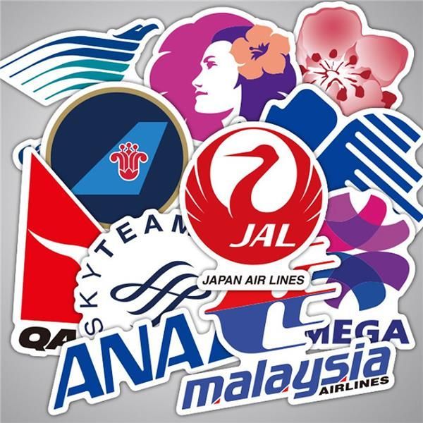 Samshine 航空会社エアライン ステッカー50枚セット防水ステッカー スーツケースステッカー スケボーやパソコン、スーツケースなどに貼って