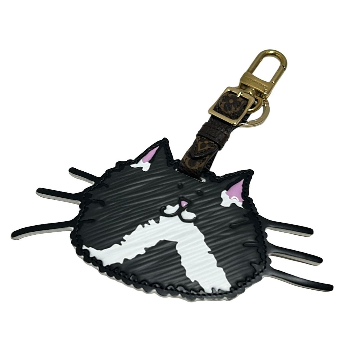 LOUIS VUITTON ルイヴィトン キーホルダー チャーム エピ ポルトアドレスキャットグラム MP 2282 グレー レザー 牛革