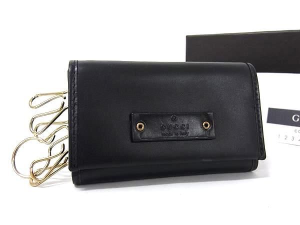 GUCCI グッチ キーケース 90694 ブラック レザー ユニセックス 6連 ゴールド金具