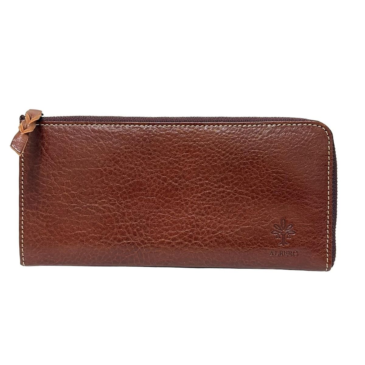 ALBERO アルベロ 長財布 ベレッタ 5501 ダークブラウン L字ファスナー レザー