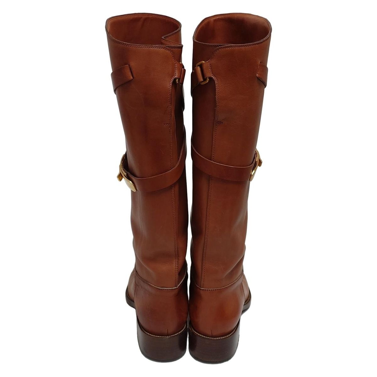 【美品】サルトル SARTORE ロングブーツ ブラウン 37 24cm サルトル SARTORE クロスストラップバックジップロングブーツ
