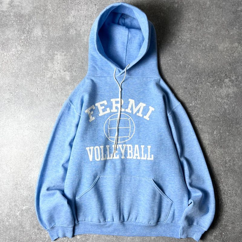 70s 80s 金タグ RUSSELL 3段 プリント スウェット フード パーカー M