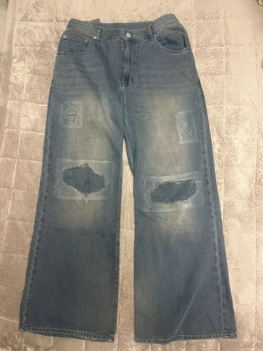 2 POLYTERU リー パッチ Gosima デニム パンツ ライト ブルー