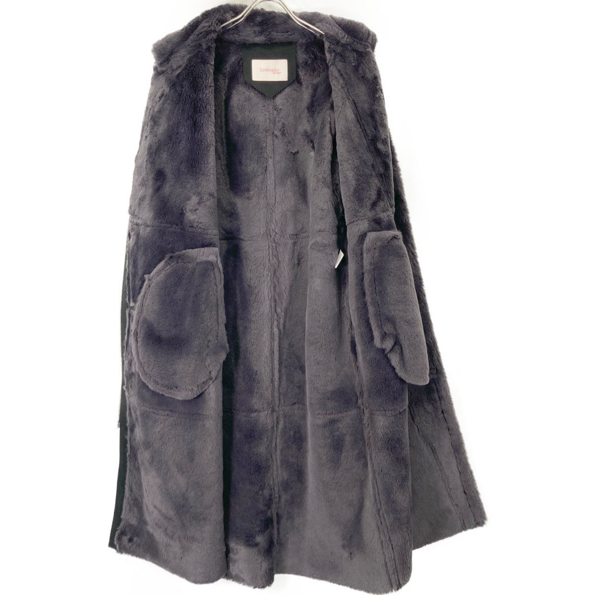 LEMONPLET レモンプレット ブラック フェイクムートンジップロング