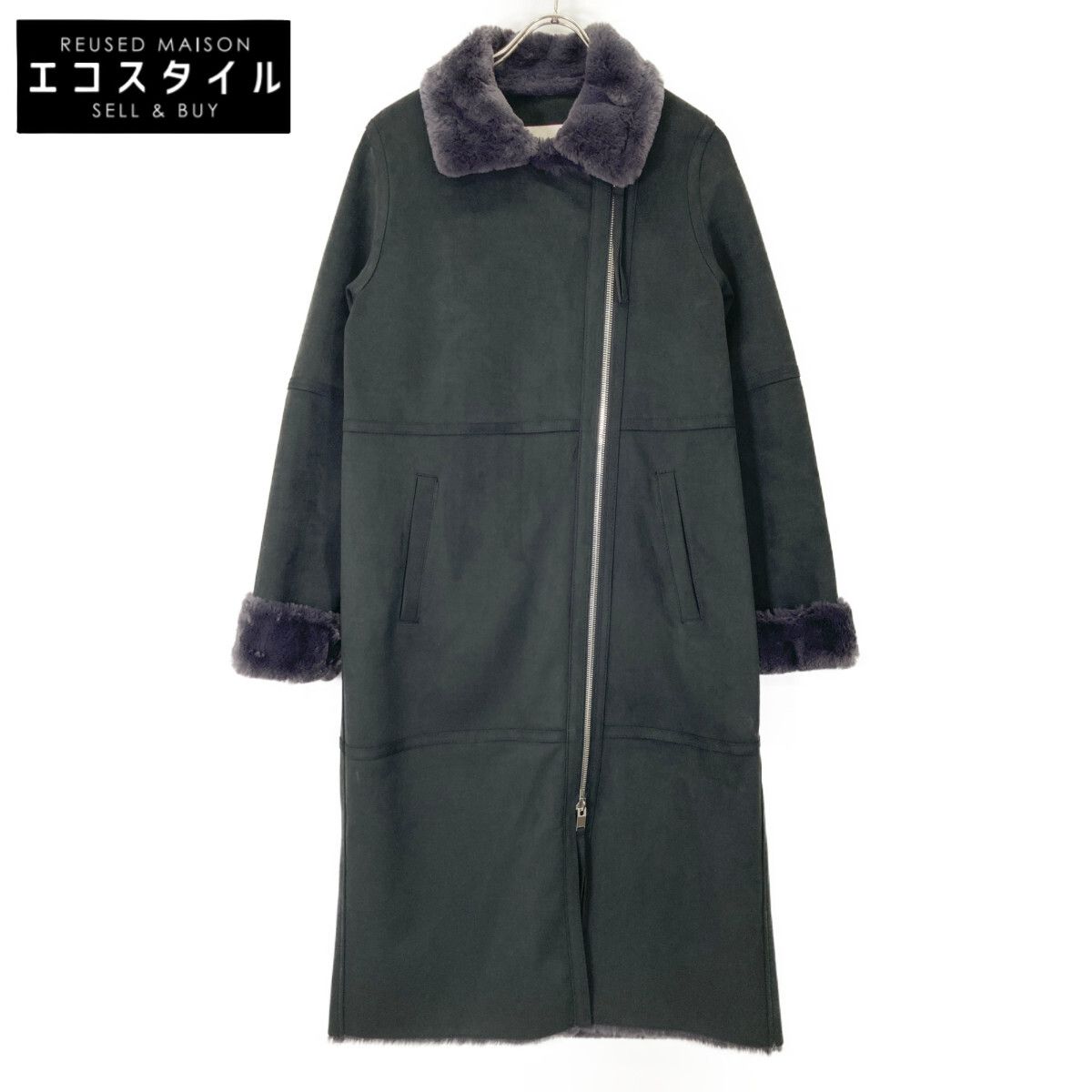 LEMONPLET レモンプレット ブラック フェイクムートンジップロング