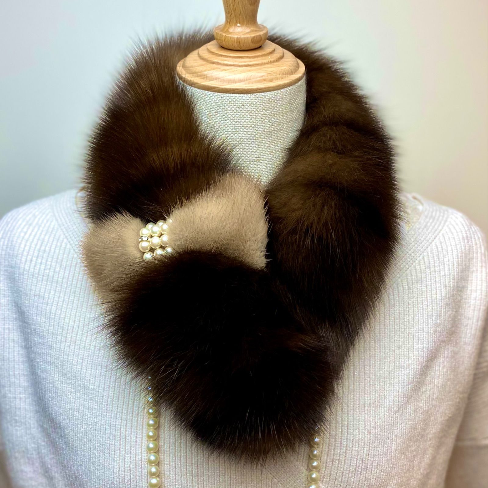 クリスマスフェア🎄🎁✨ 超高級！ロシアンセーブルリボンマフラー*毛皮