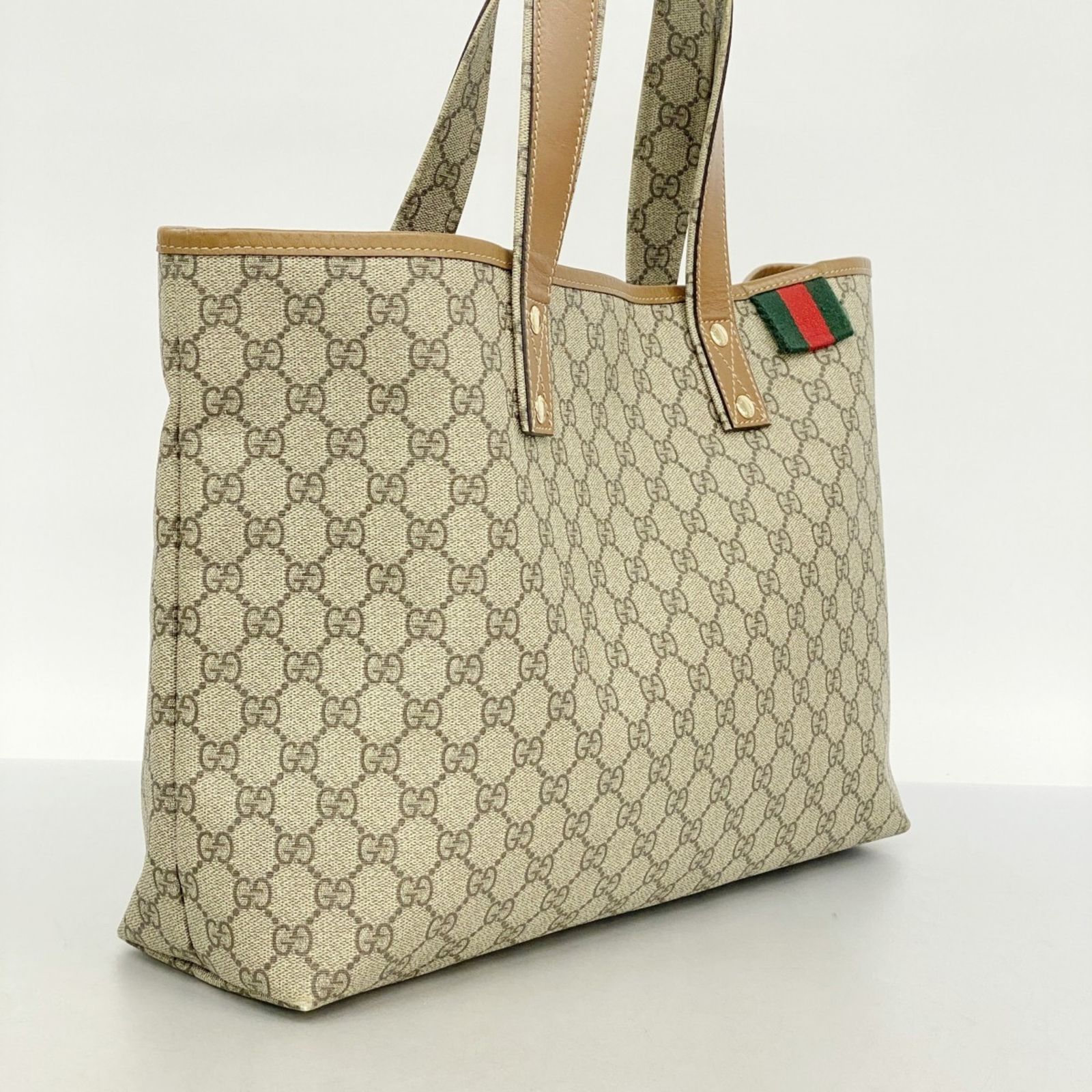 GUCCI オールドグッチ PVC×レザー トートバッグ ショルダーバッグ GG