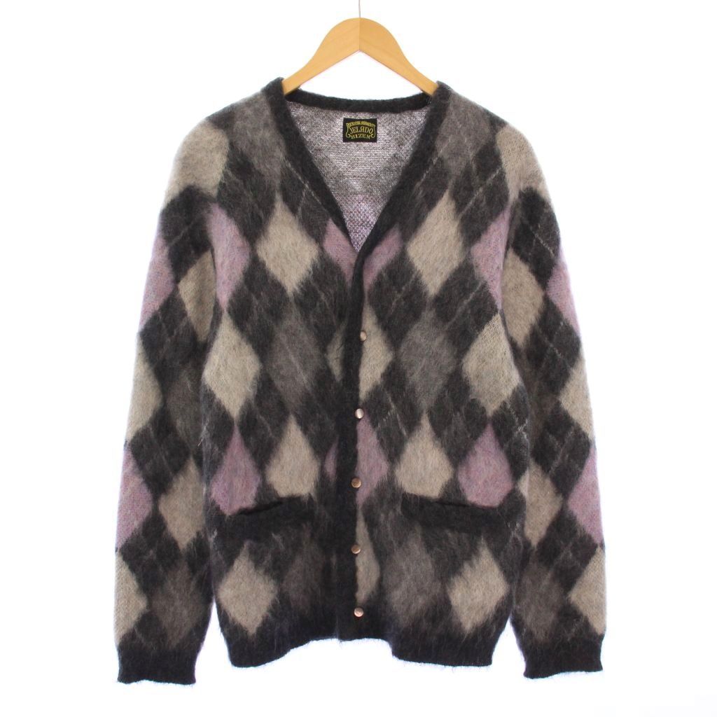 ジェラード JELADO Cobain ニットカーディガン 長袖 アーガイル柄 M グレー /KH